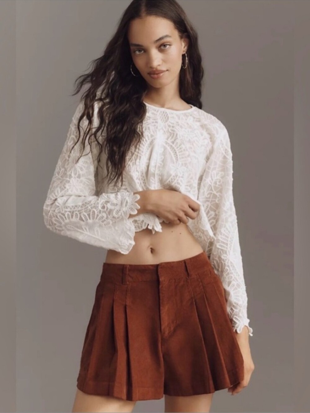 Pilcro Corduroy Pleated Skirty Shorts Sz 30 MSRP $108 NWT - Picture 5 of 10